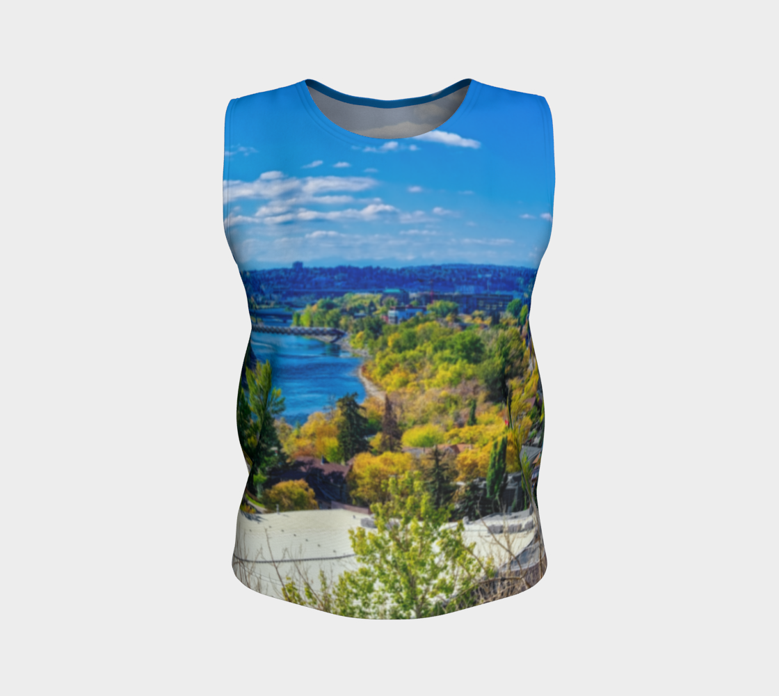 Women's Loose Tank Top - Bow River Peace Bridge McHugh Bluff HDR Fall
