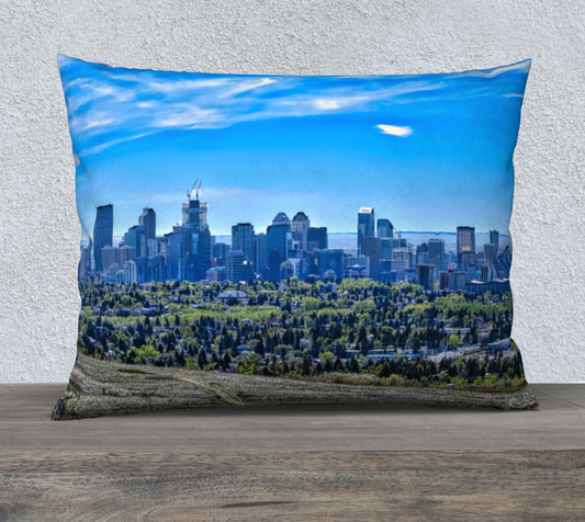26x20 Pillow Case - Downtown Calgary Nose Hill Park HDR Featured Photo