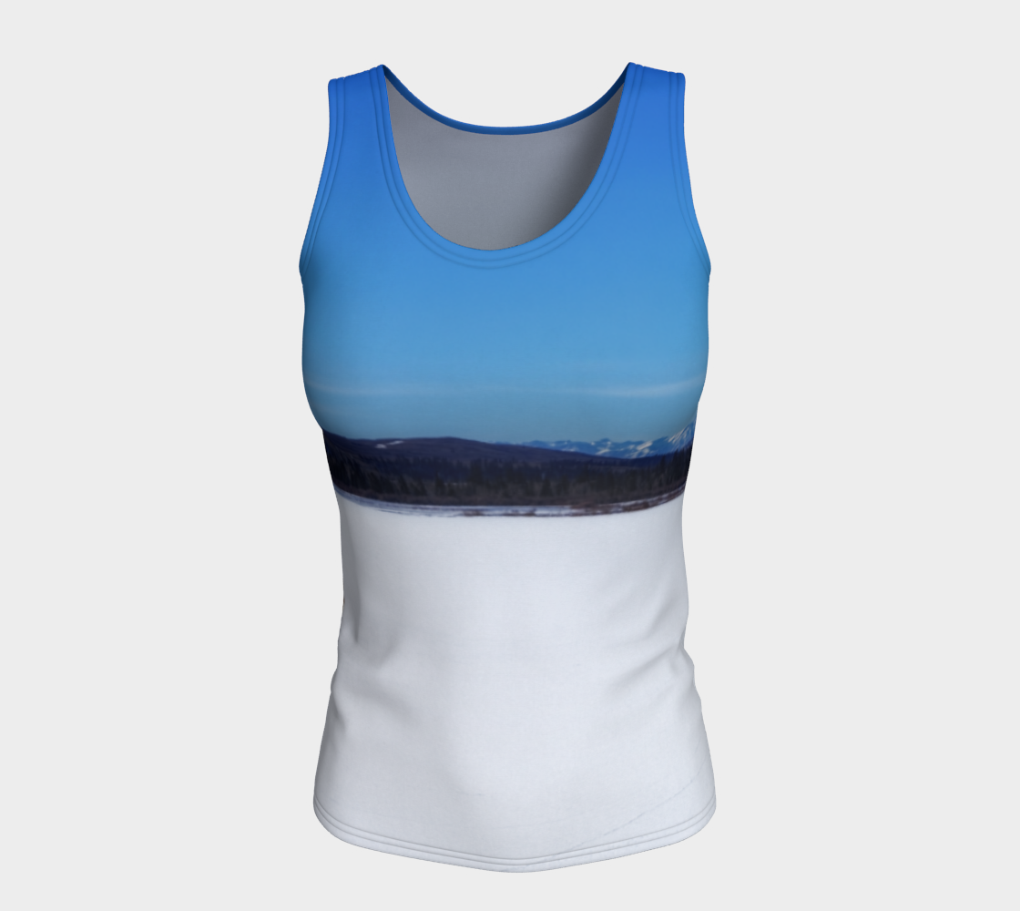 Women's All-Over Fitted Long Tank Top - Glenmore Park Reservoir Winter