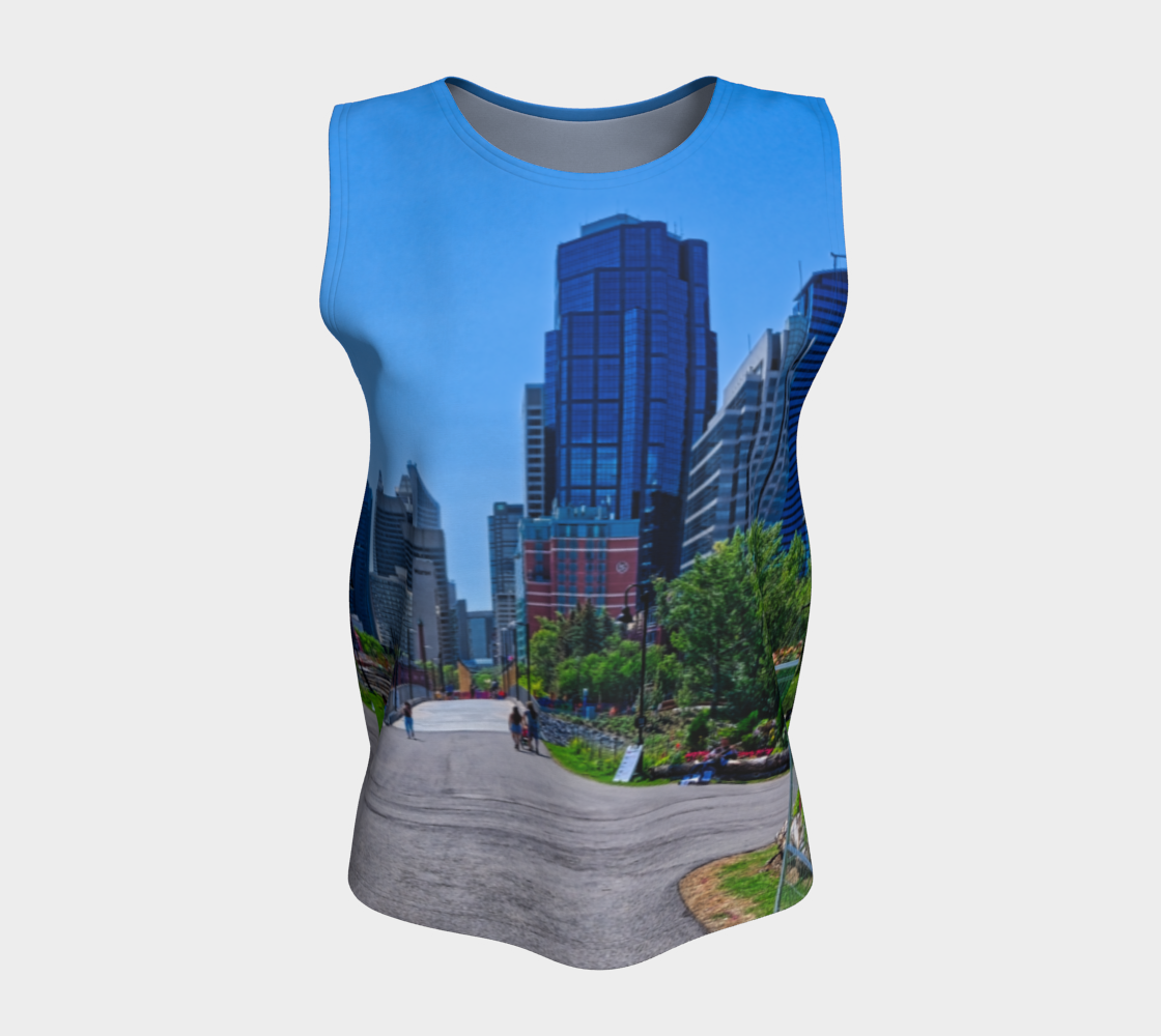 Women's All Over Loose Regular Tank Top - Downtown Calgary Prince's Island Park HDR