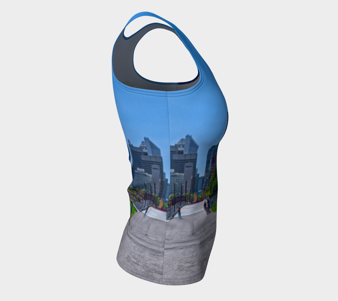 Women's All Over Fitted Regular Tank Top - Downtown Calgary Prince's Island Park HDR