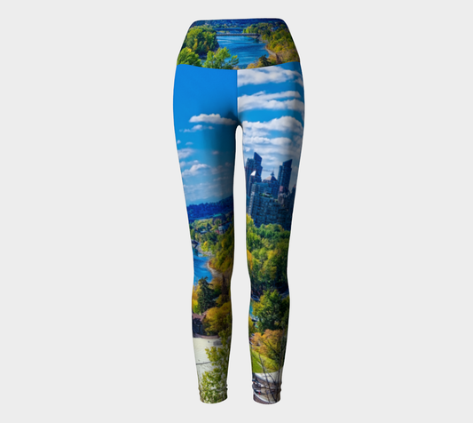 Women's Yoga Leggings - Bow River Peace Bridge McHugh Bluff Fall HDR