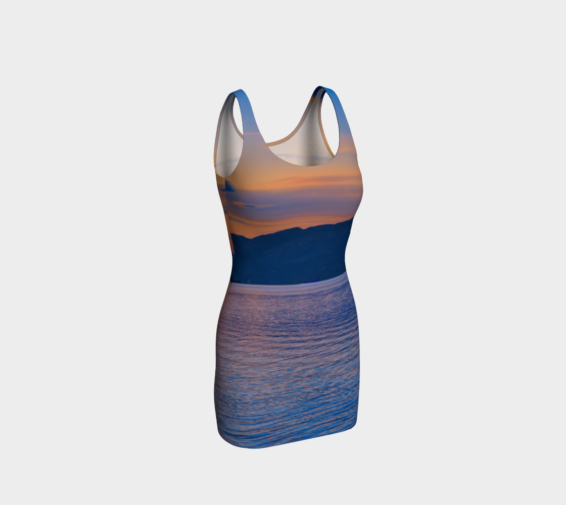 Bodycon Dress - Penticton Okanagan Lake Sunset