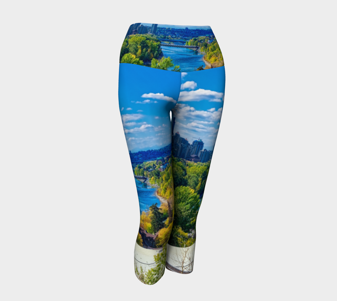 Women's Yoga Capris - Bow River Peace Bridge McHugh Bluff HDR