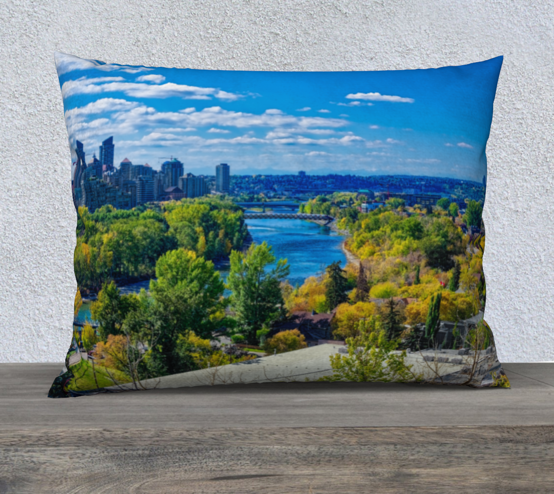 26x20 Pillow Case - Bow River Peace Bridge McHugh Bluff Fall HDR