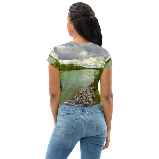 All-Over Print Crop Tee - Downtown Calgary Bow River East Village