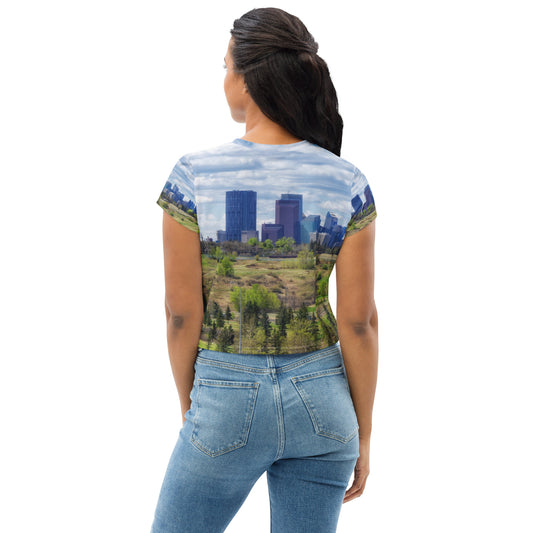 All-Over Print Crop Tee - Downtown Calgary Vista Heights Hill
