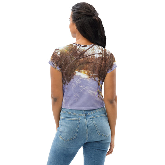 All-Over Print Crop Tee - Riverdale Park Winter Forest