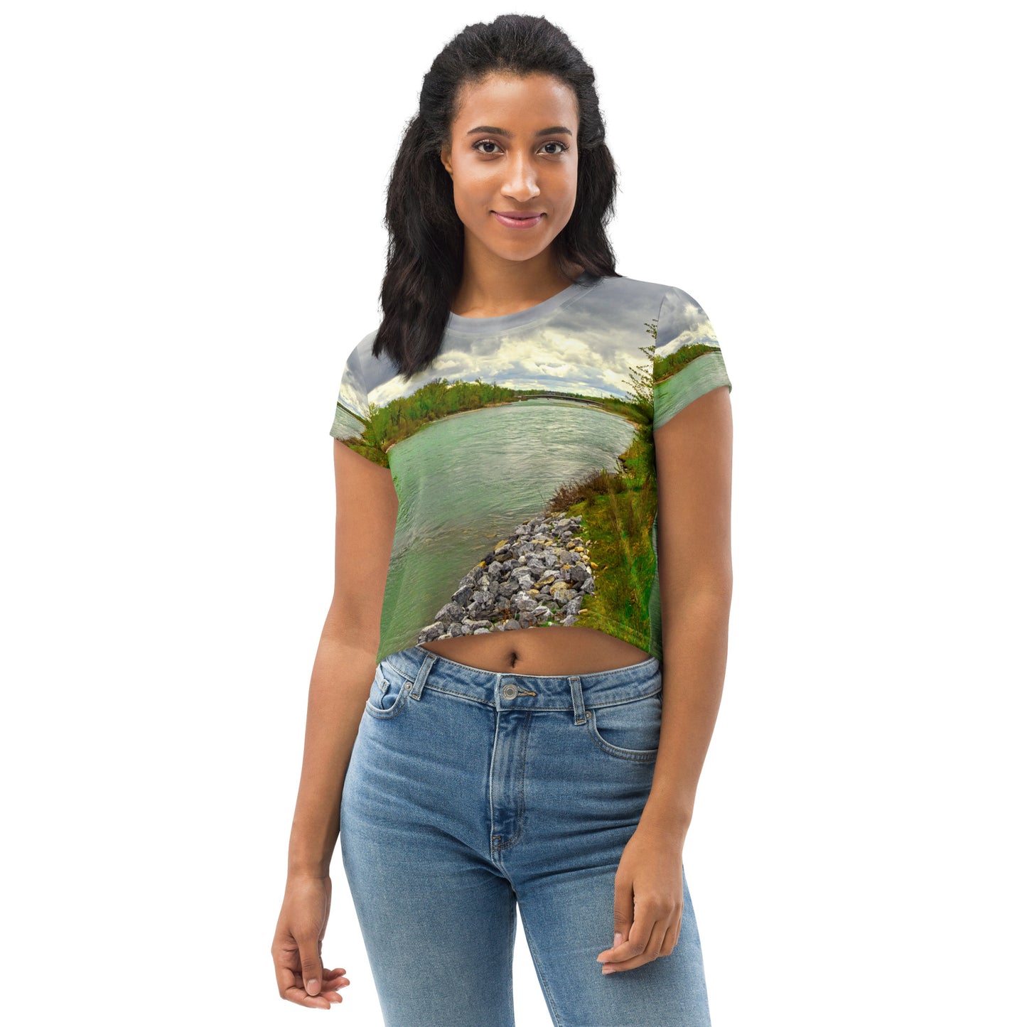 All-Over Print Crop Tee - Downtown Calgary Bow River East Village