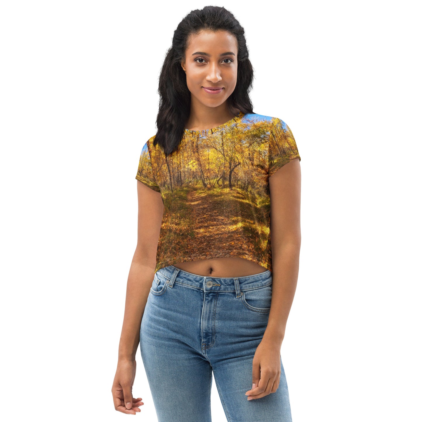 All-Over Print Crop Tee - Carburn Park Fall Colours