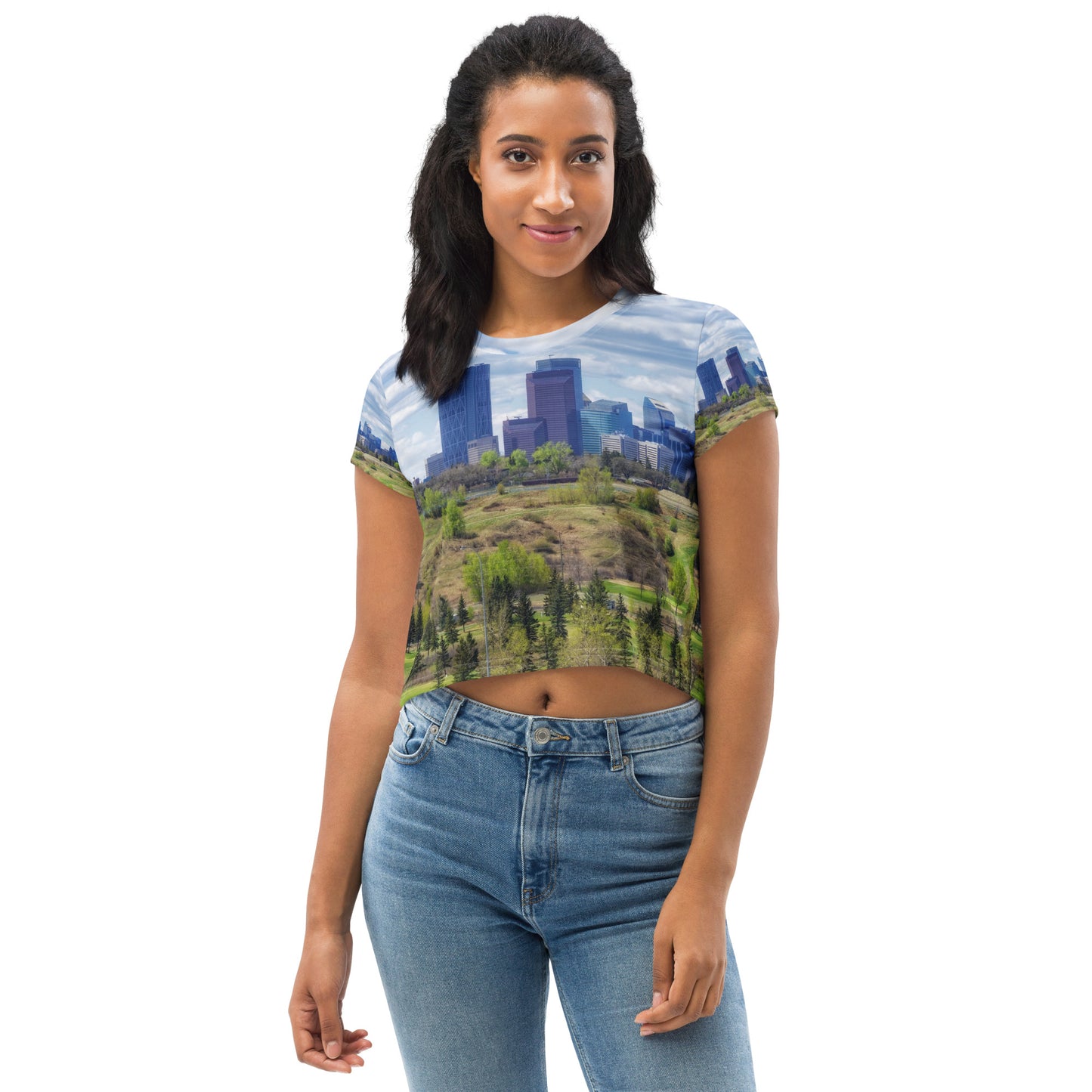 All-Over Print Crop Tee - Downtown Calgary Vista Heights Hill