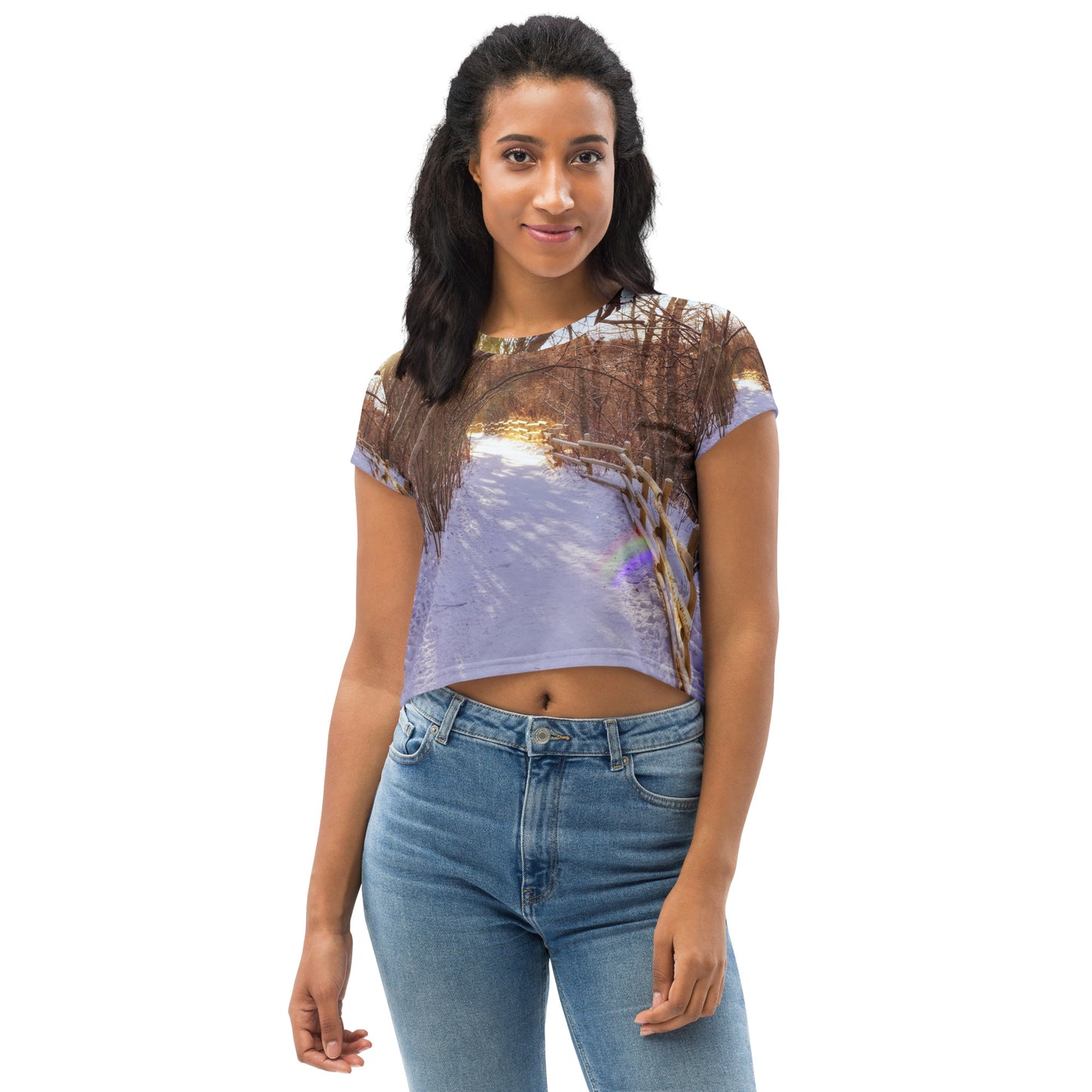 All-Over Print Crop Tee - Riverdale Park Winter Forest