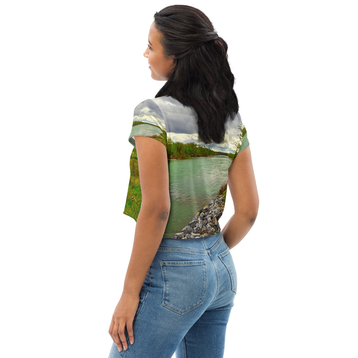 All-Over Print Crop Tee - Downtown Calgary Bow River East Village