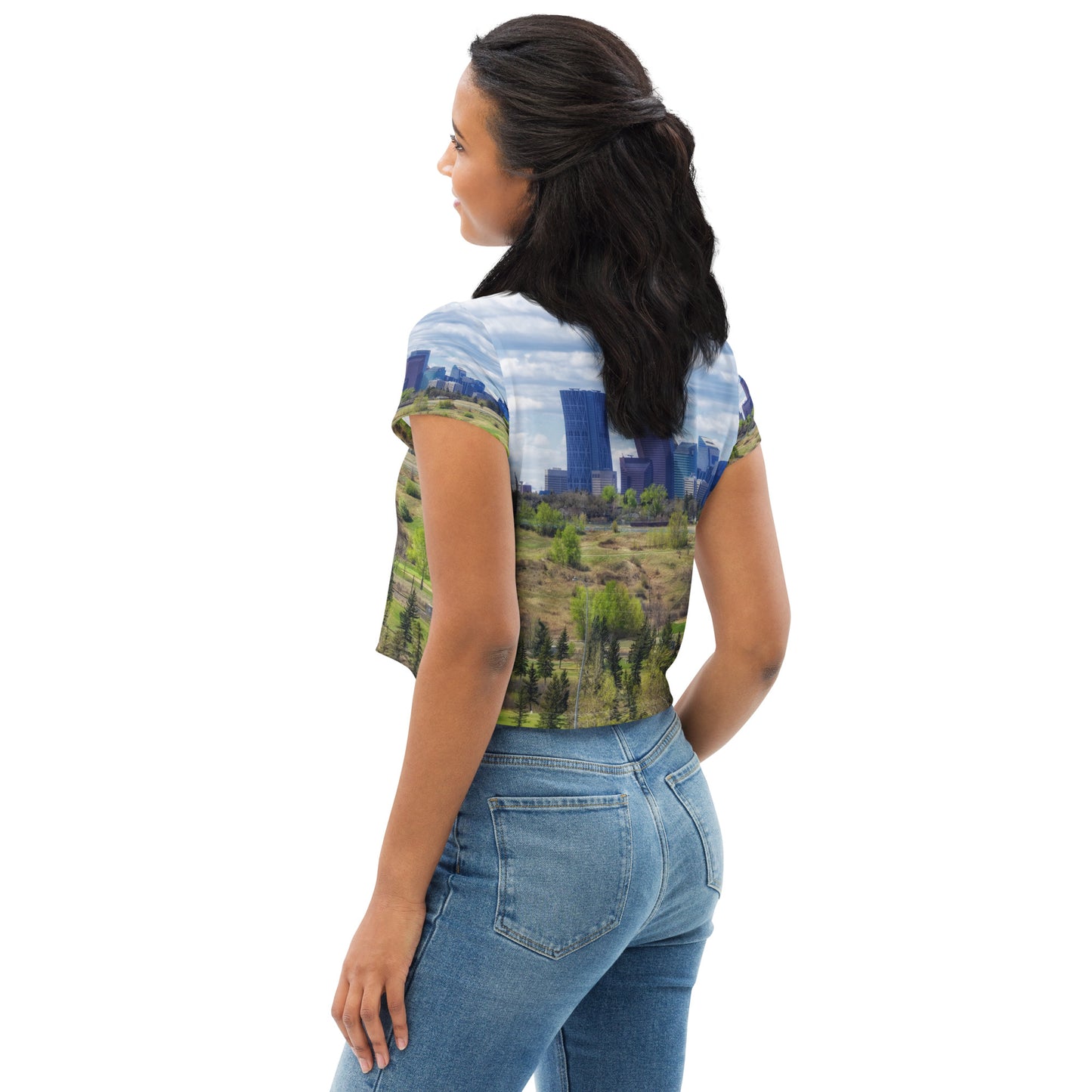 All-Over Print Crop Tee - Downtown Calgary Vista Heights Hill