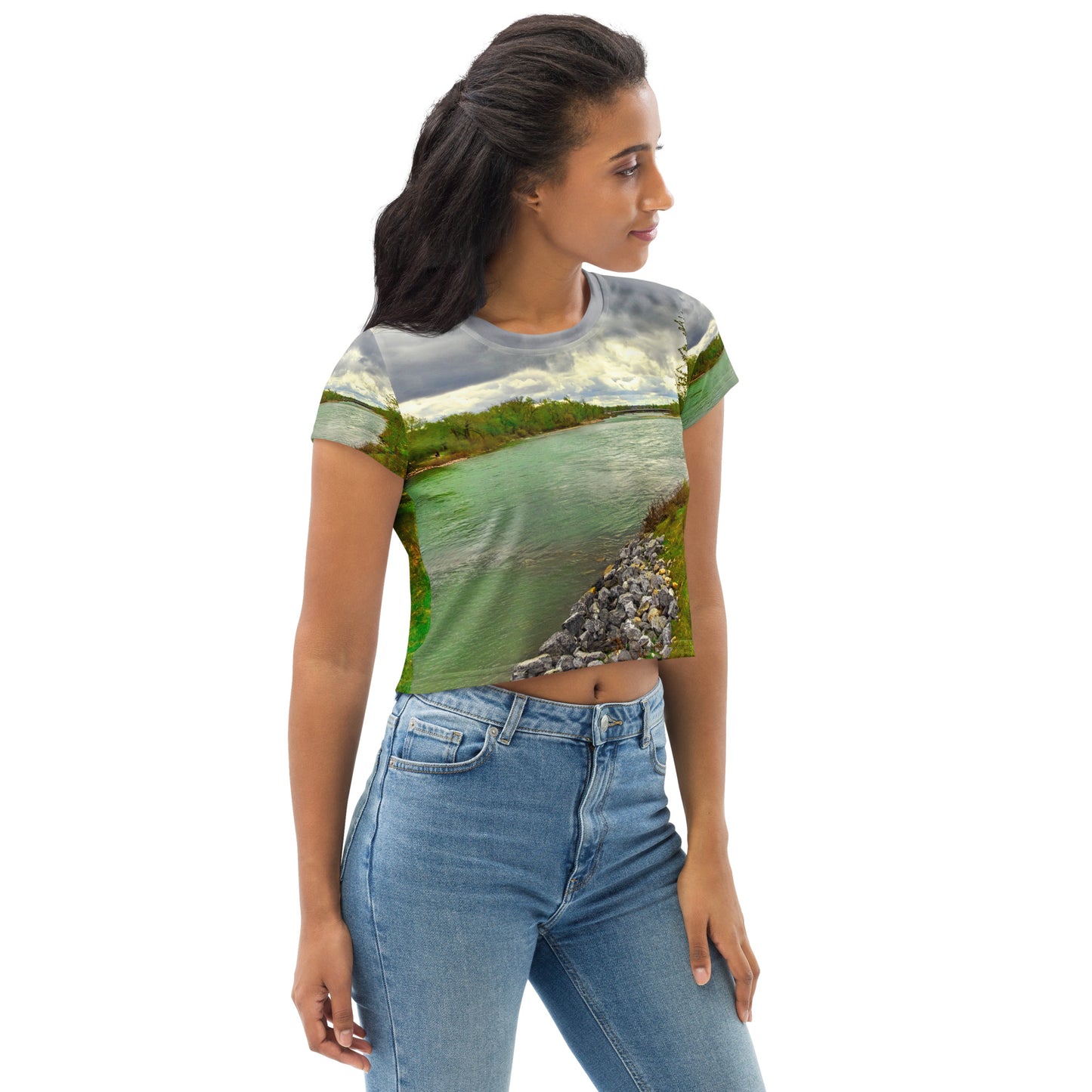 All-Over Print Crop Tee - Downtown Calgary Bow River East Village
