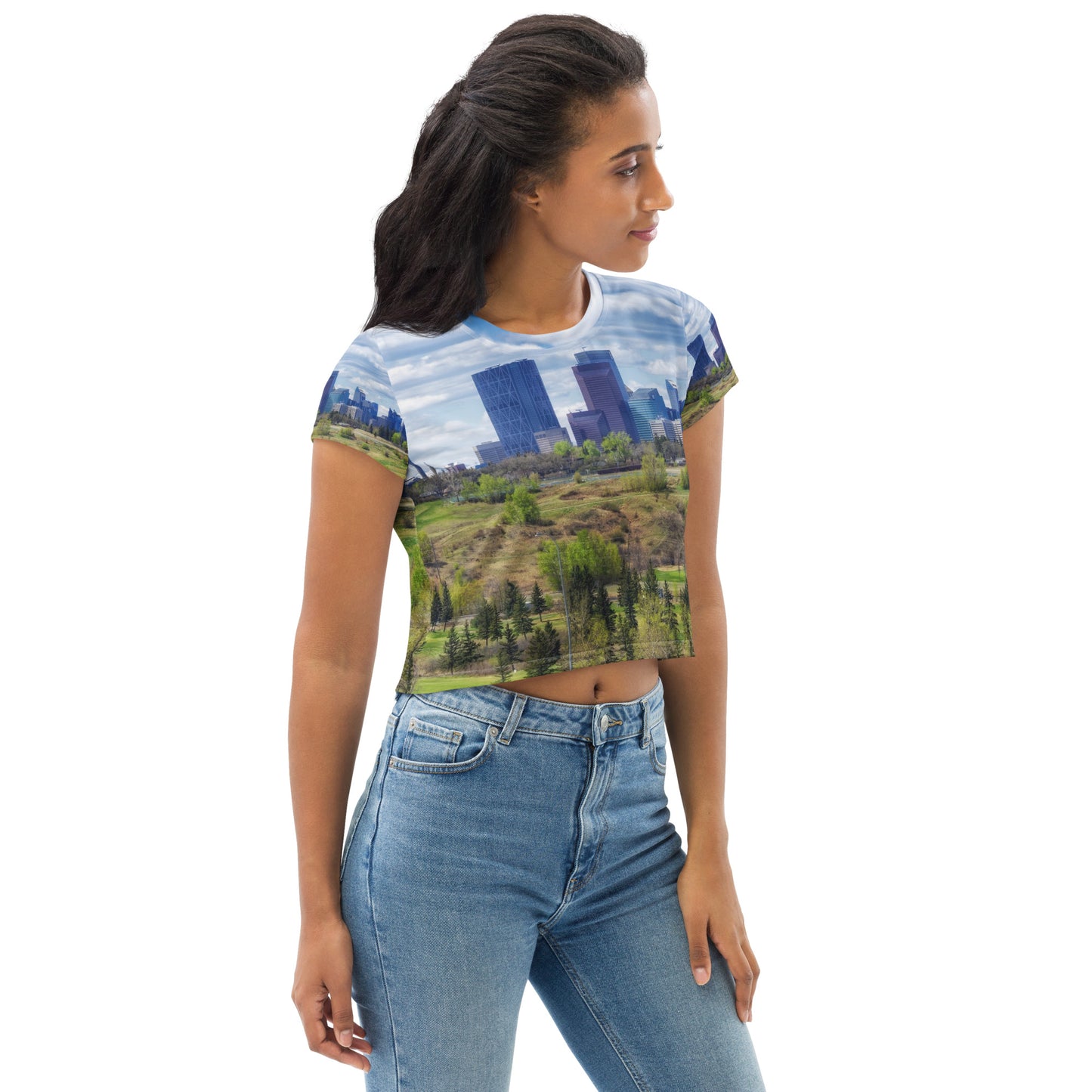 All-Over Print Crop Tee - Downtown Calgary Vista Heights Hill