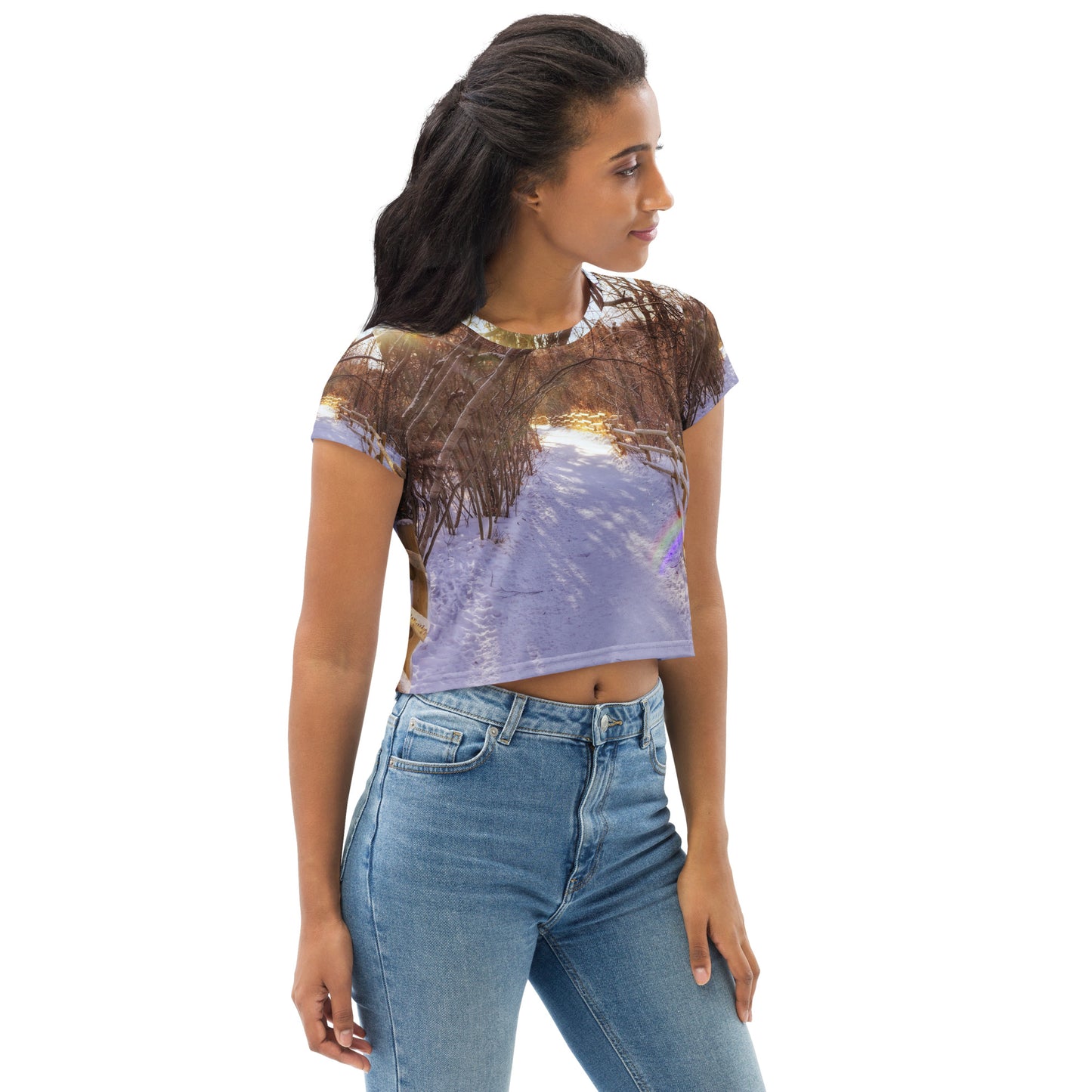 All-Over Print Crop Tee - Riverdale Park Winter Forest
