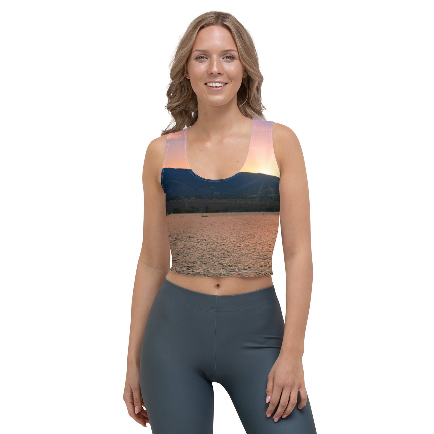 All-Over Crop Top - Penticton Okanagan Lake Sunset