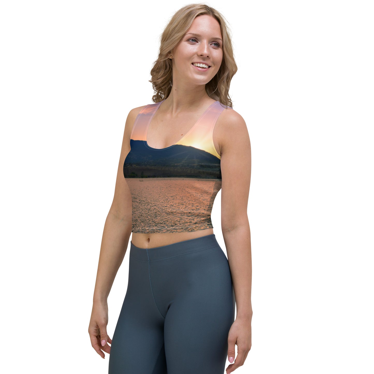 All-Over Crop Top - Penticton Okanagan Lake Sunset