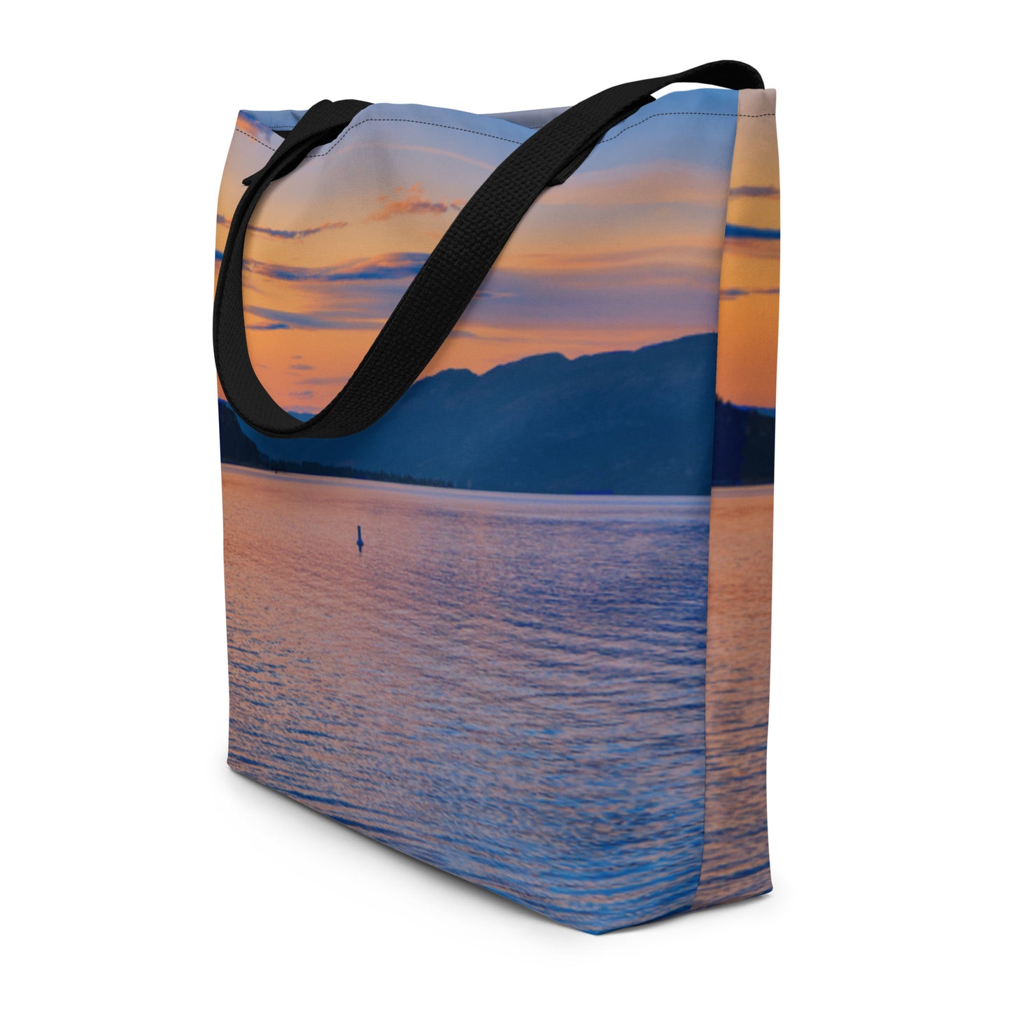 All-Over Print Large Tote Bag - Penticton Okanagan Lake Sunset
