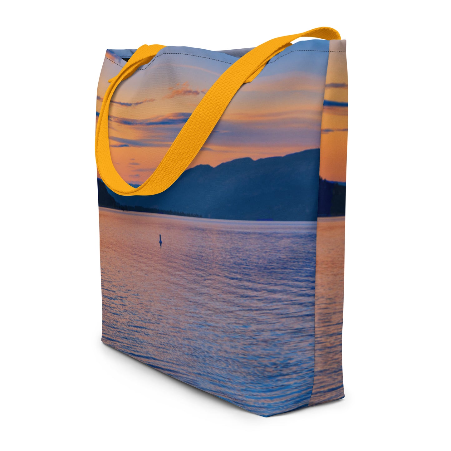 All-Over Print Large Tote Bag - Penticton Okanagan Lake Sunset