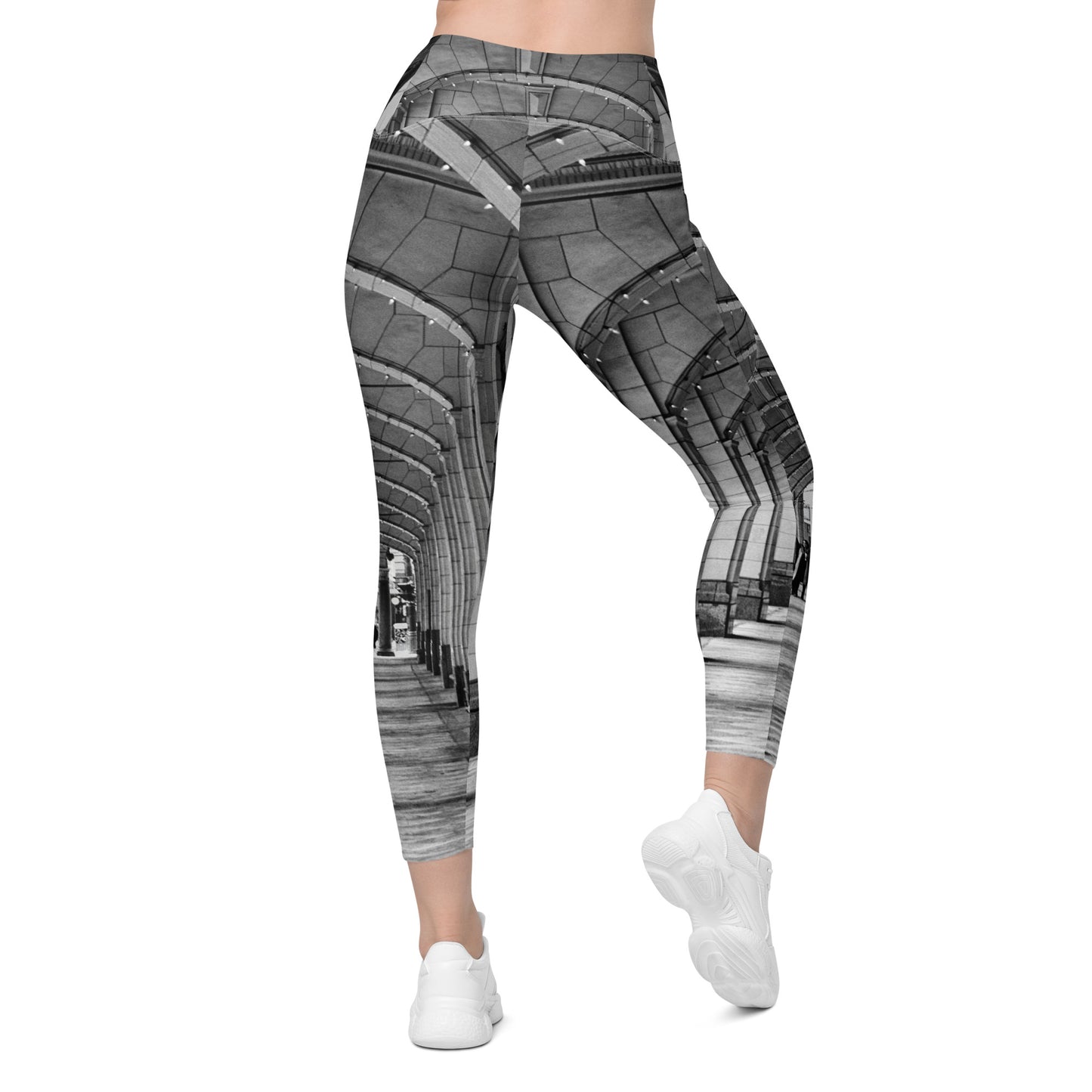 Women's Leggings with Pockets - Downtown Calgary Hudson's Bay Sidewalk Black and White
