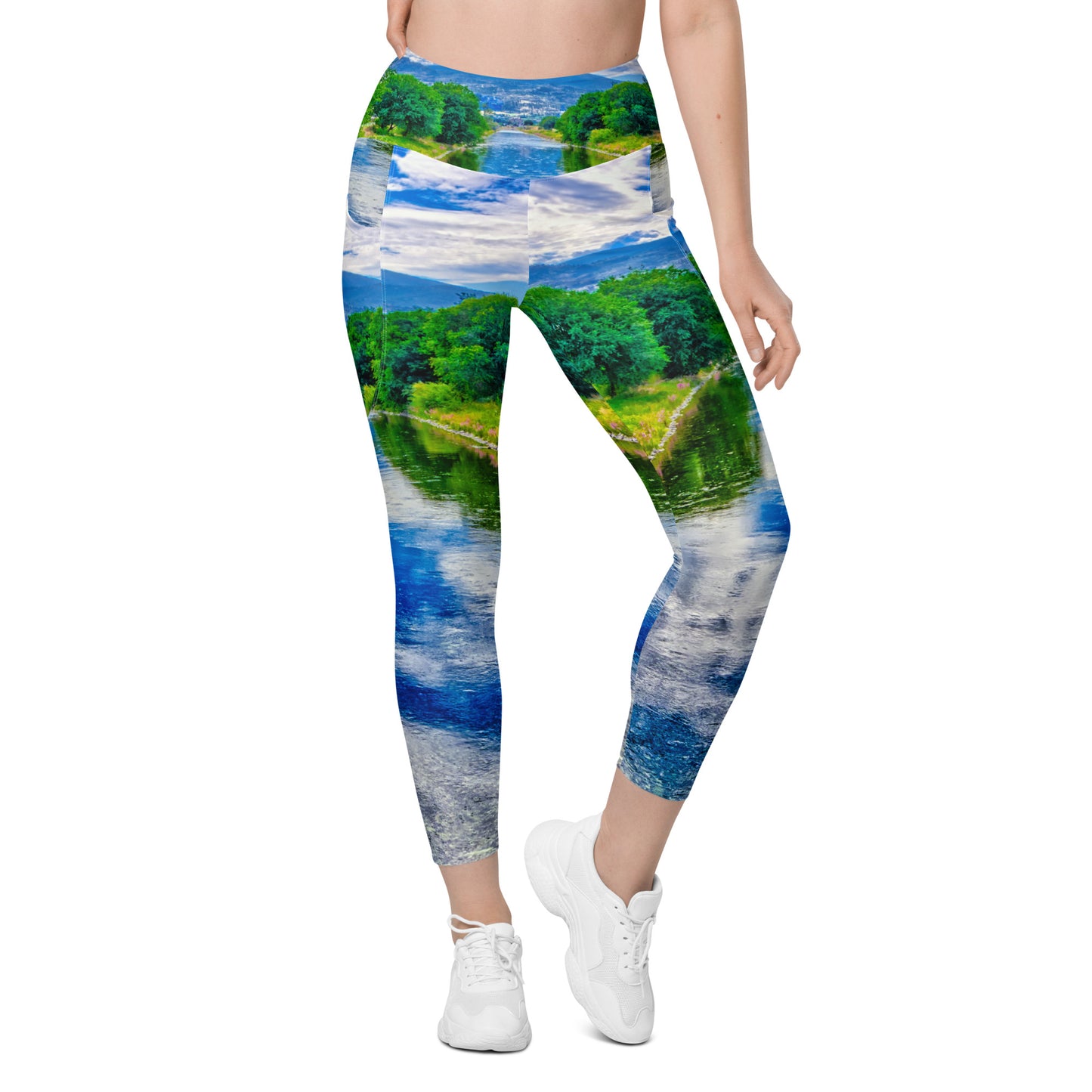 Women's Leggings with Pockets - Penticton Okanagan River Channel HDR