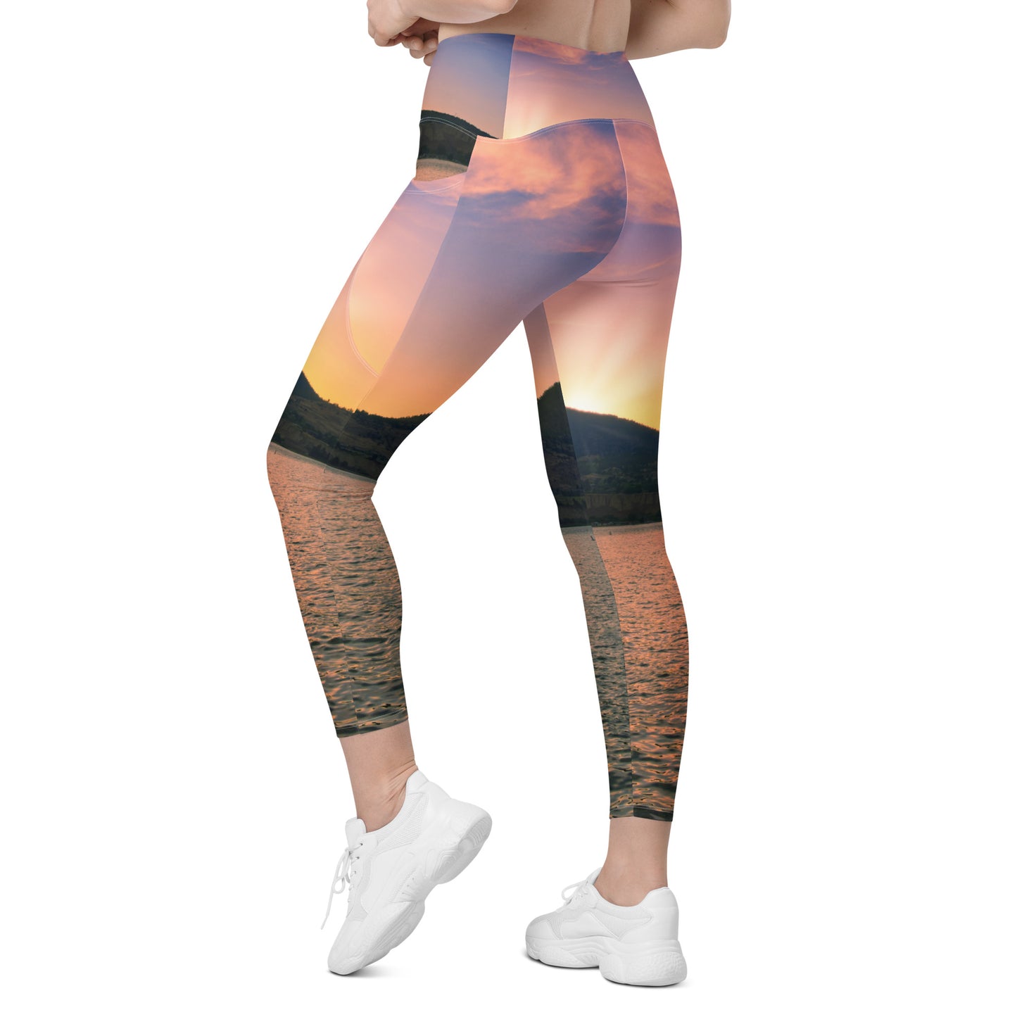 Women's Leggings with Pockets - Okanagan Lake Sunset