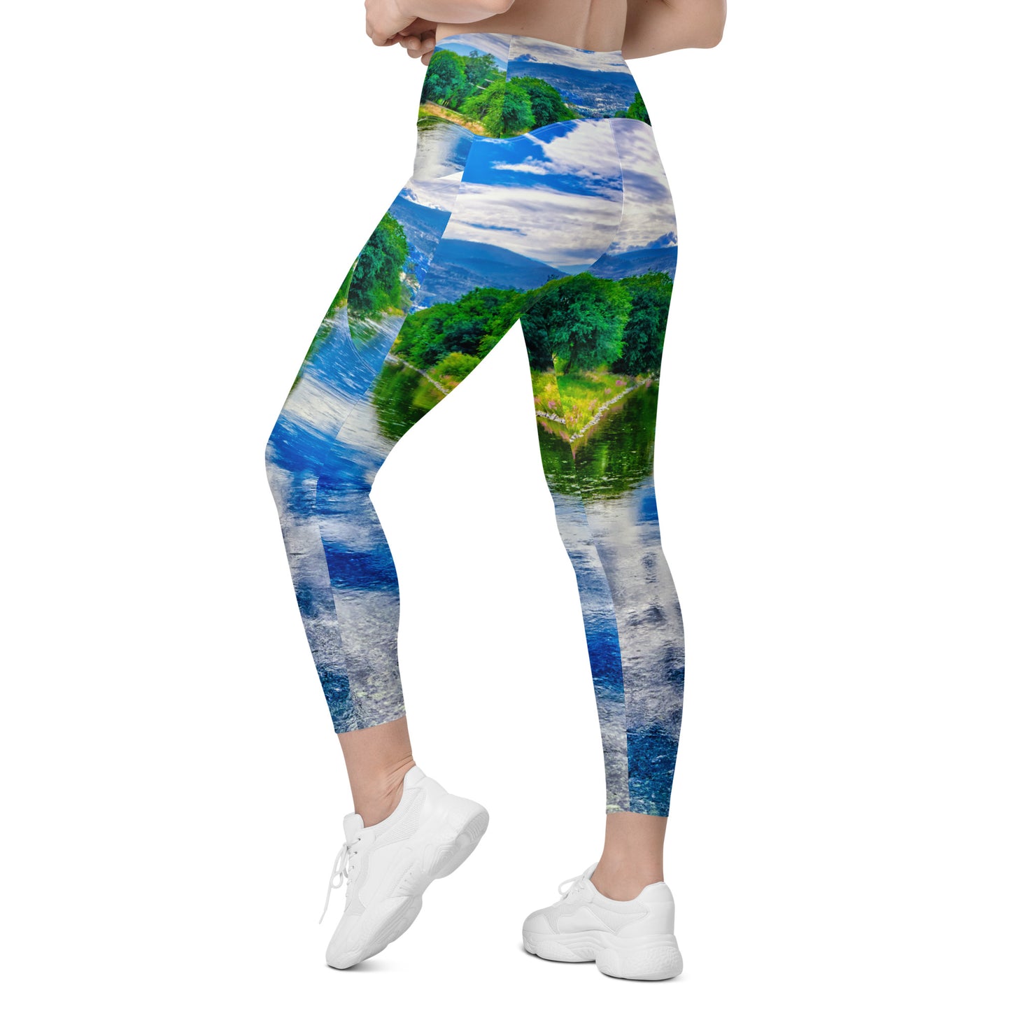 Women's Leggings with Pockets - Penticton Okanagan River Channel HDR