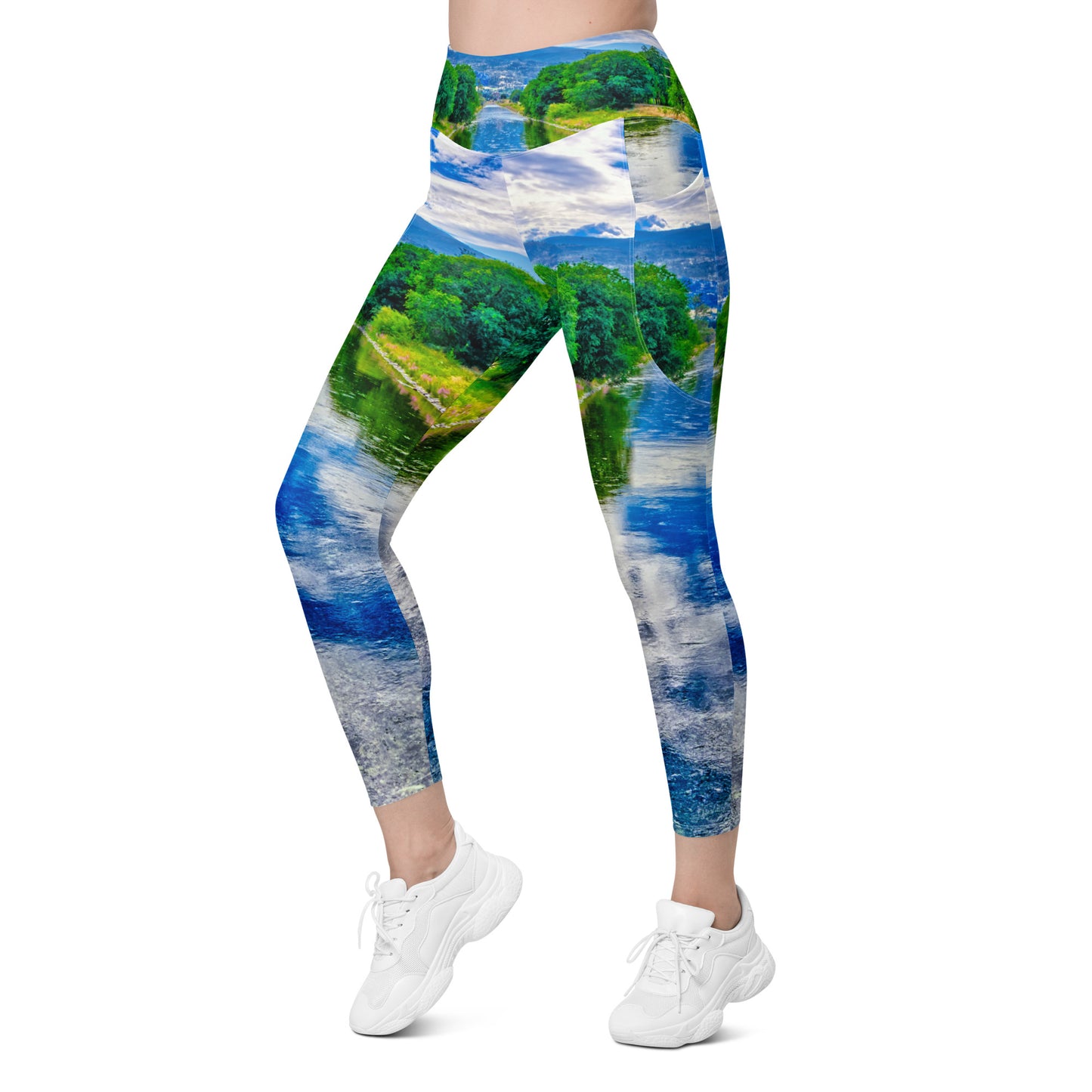 Women's Leggings with Pockets - Penticton Okanagan River Channel HDR