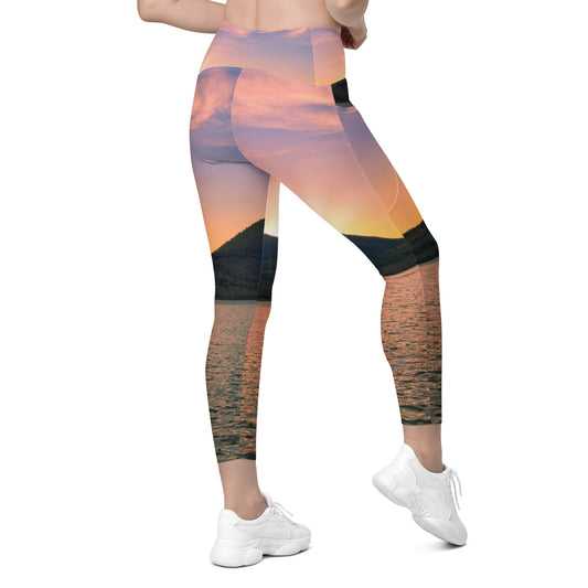 Women's Leggings with Pockets - Okanagan Lake Sunset
