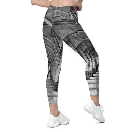 Women's Leggings with Pockets - Downtown Calgary Hudson's Bay Sidewalk Black and White
