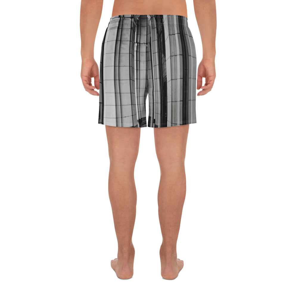 Men's Recycled Athletic Shorts - Downtown Calgary Hudson's Bay Sidewalk Black and White