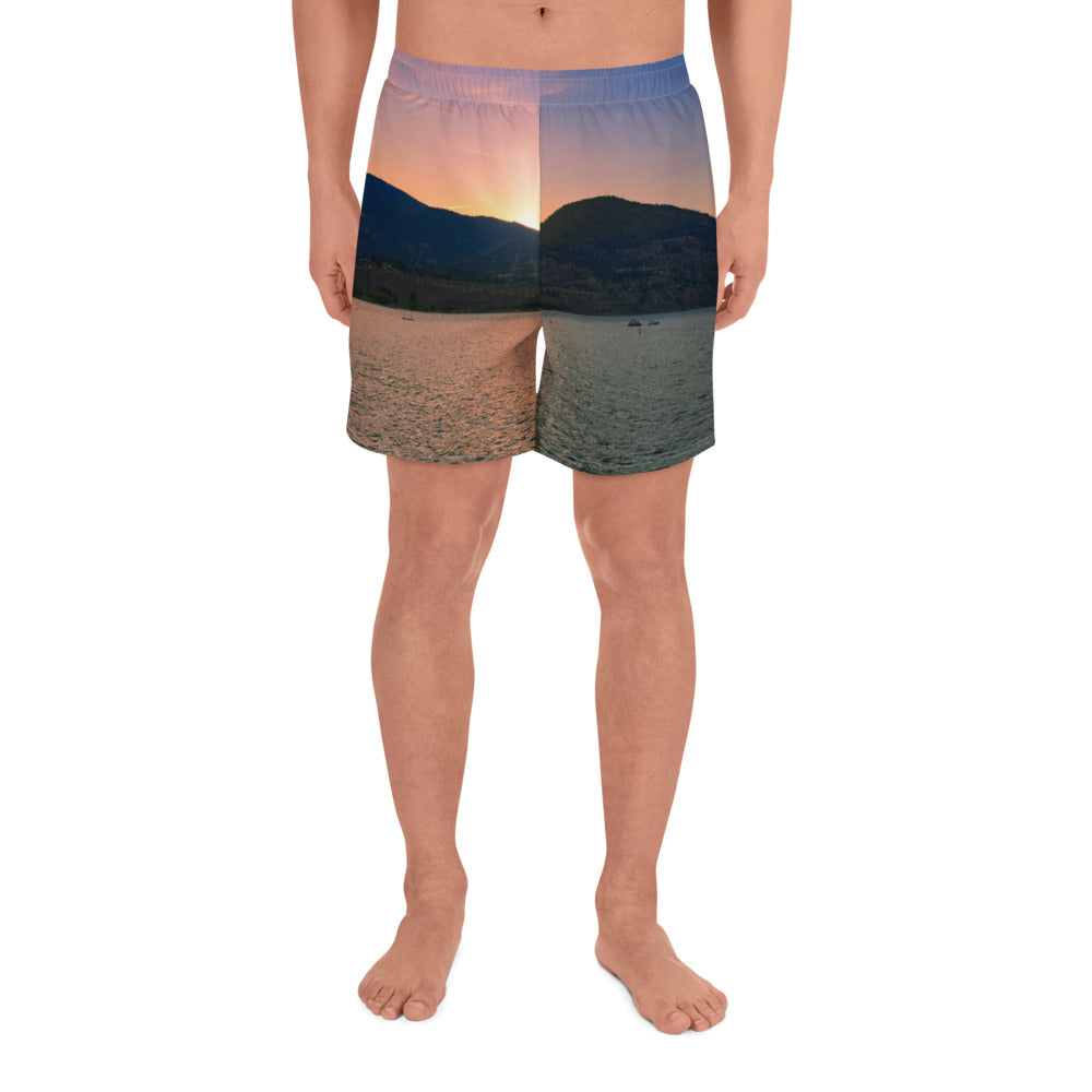 Men's Recycled Athletic Shorts - Penticton Okanagan Lake Sunset