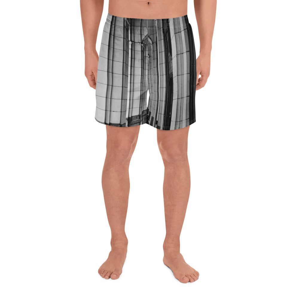 Men's Recycled Athletic Shorts - Downtown Calgary Hudson's Bay Sidewalk Black and White