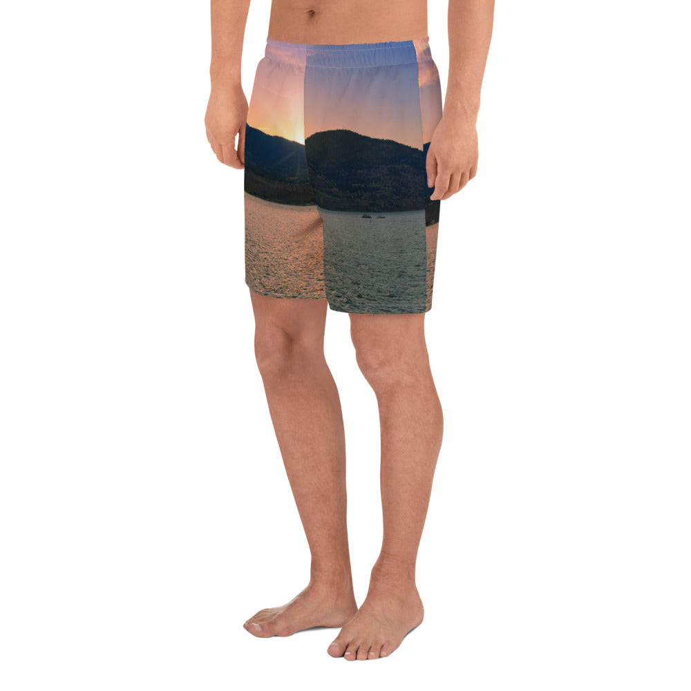 Men's Recycled Athletic Shorts - Penticton Okanagan Lake Sunset