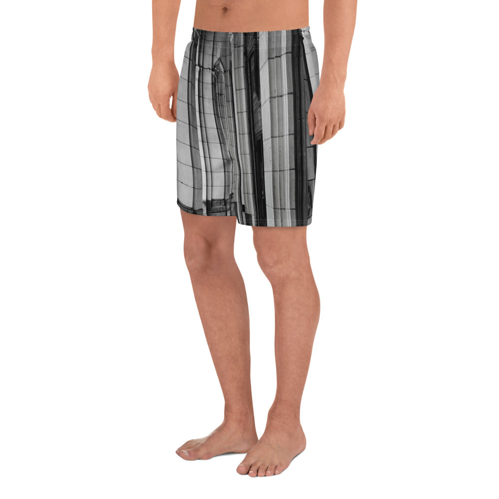 Men's Recycled Athletic Shorts - Downtown Calgary Hudson's Bay Sidewalk Black and White