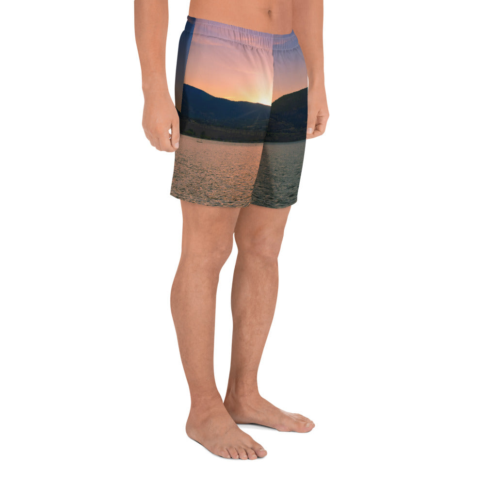 Men's Recycled Athletic Shorts - Penticton Okanagan Lake Sunset