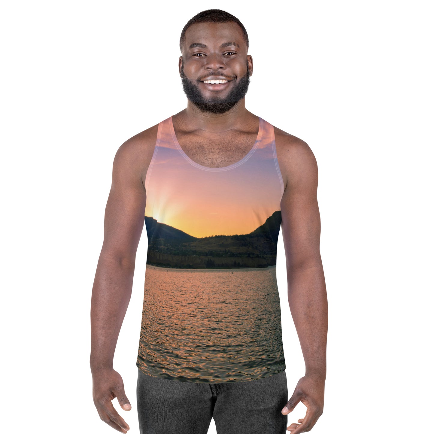 Men's All-Over Tank Top - Penticton Okanagan Lake Sunset