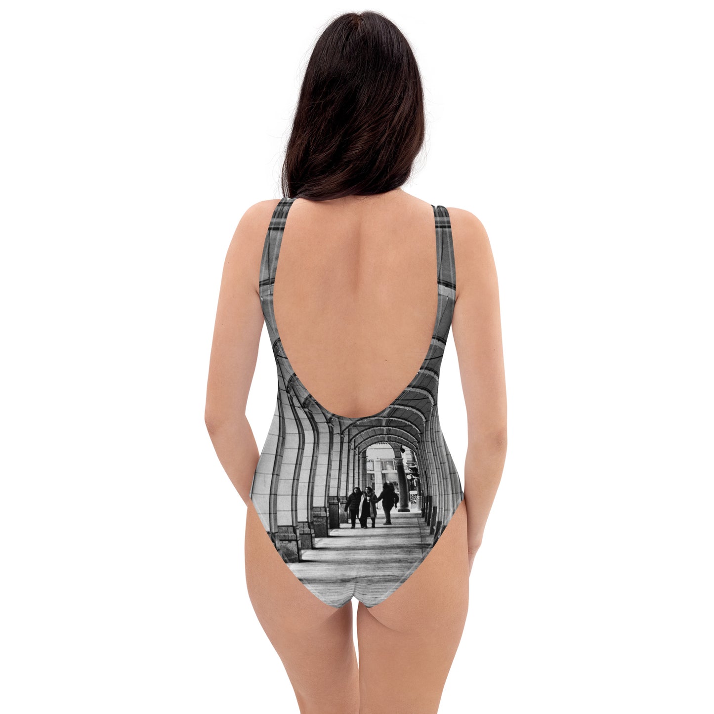 One-Piece Swimsuit - Downtown Calgary Hudson's Bay Sidewalk Black and White