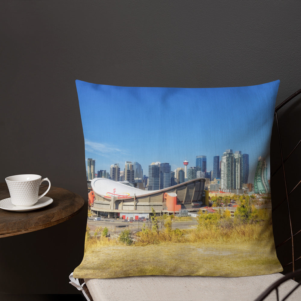 Premium Pillow - Downtown Calgary and the Fall Colours Scotsman's Hill