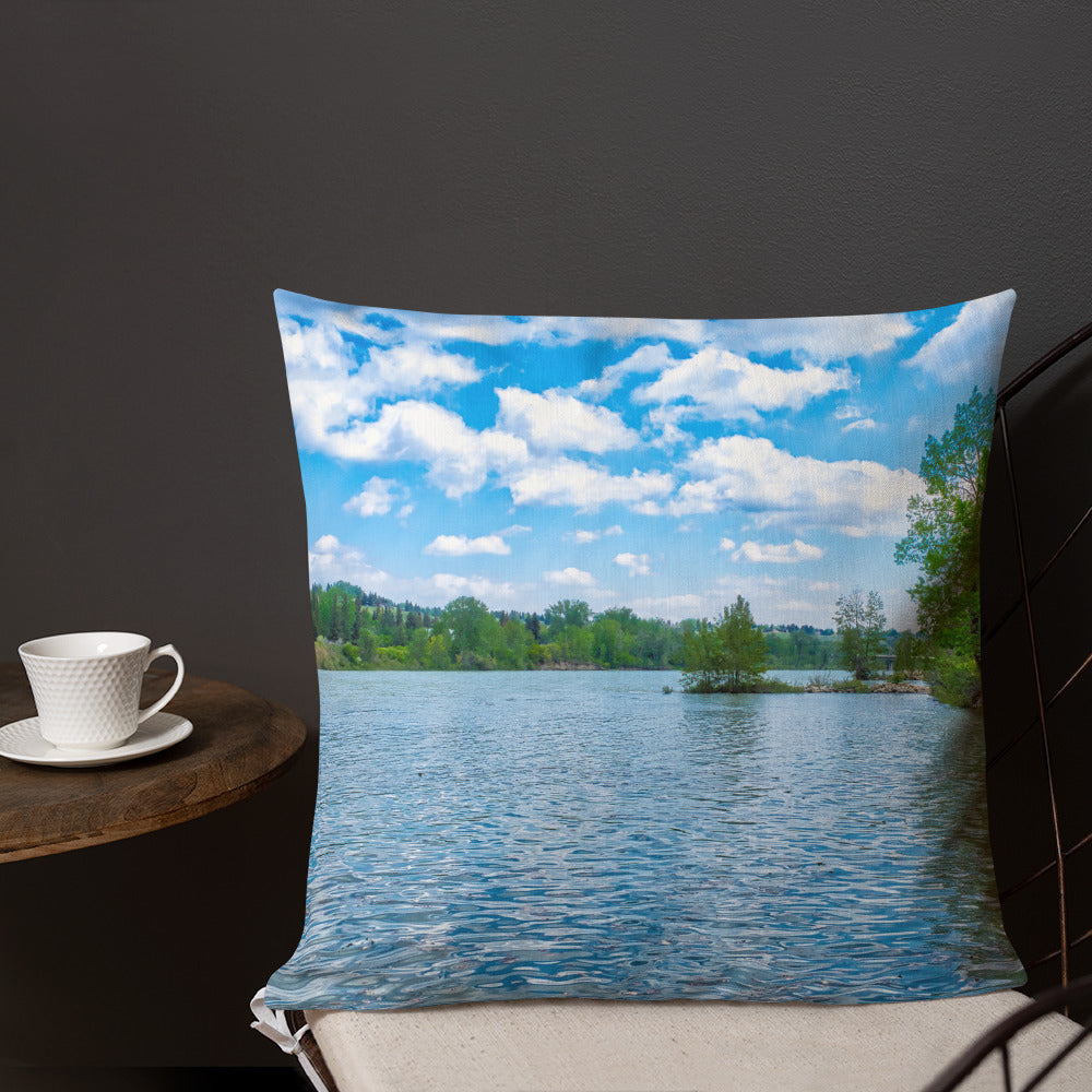 Premium Pillow - Bow River Bowness Park HDR Summer