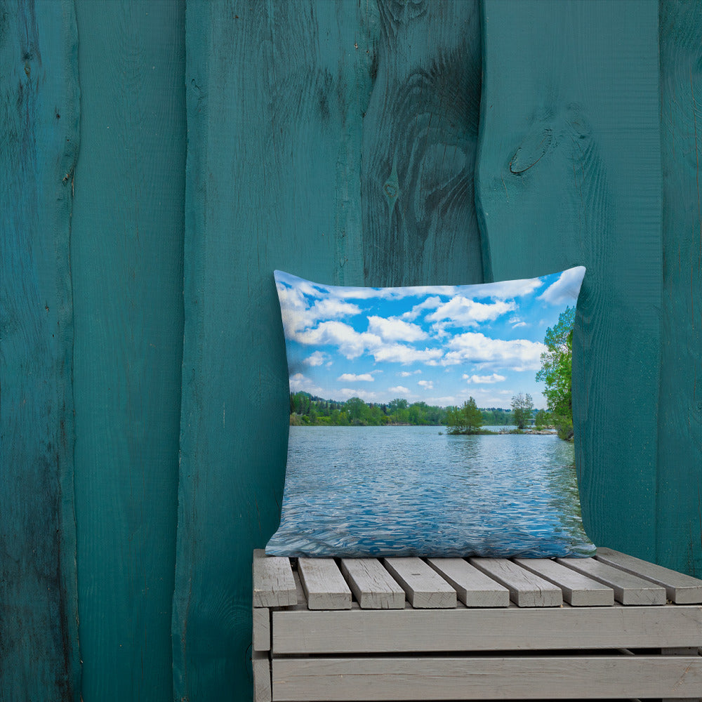Premium Pillow - Bow River Bowness Park HDR Summer