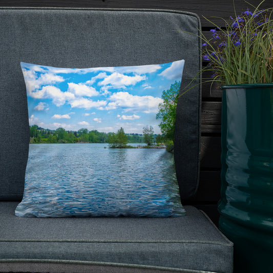 Premium Pillow - Bow River Bowness Park HDR Summer