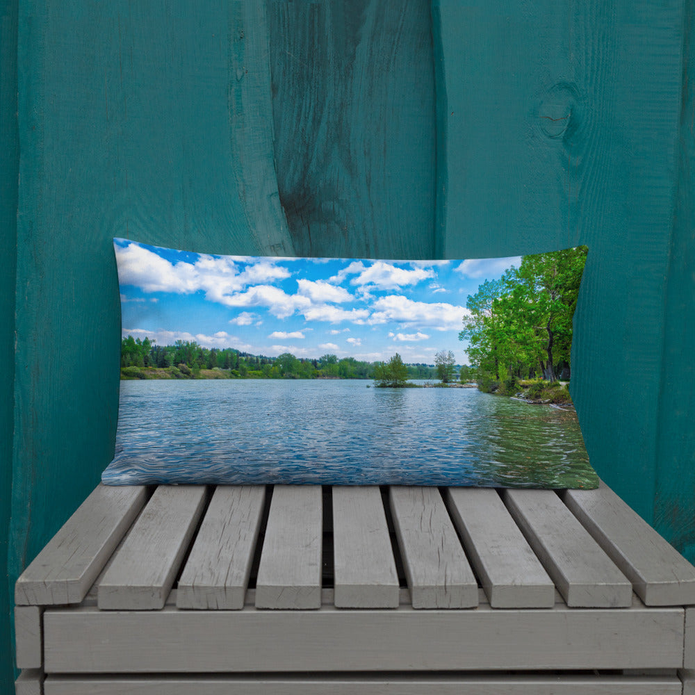 Premium Pillow - Bow River Bowness Park HDR Summer