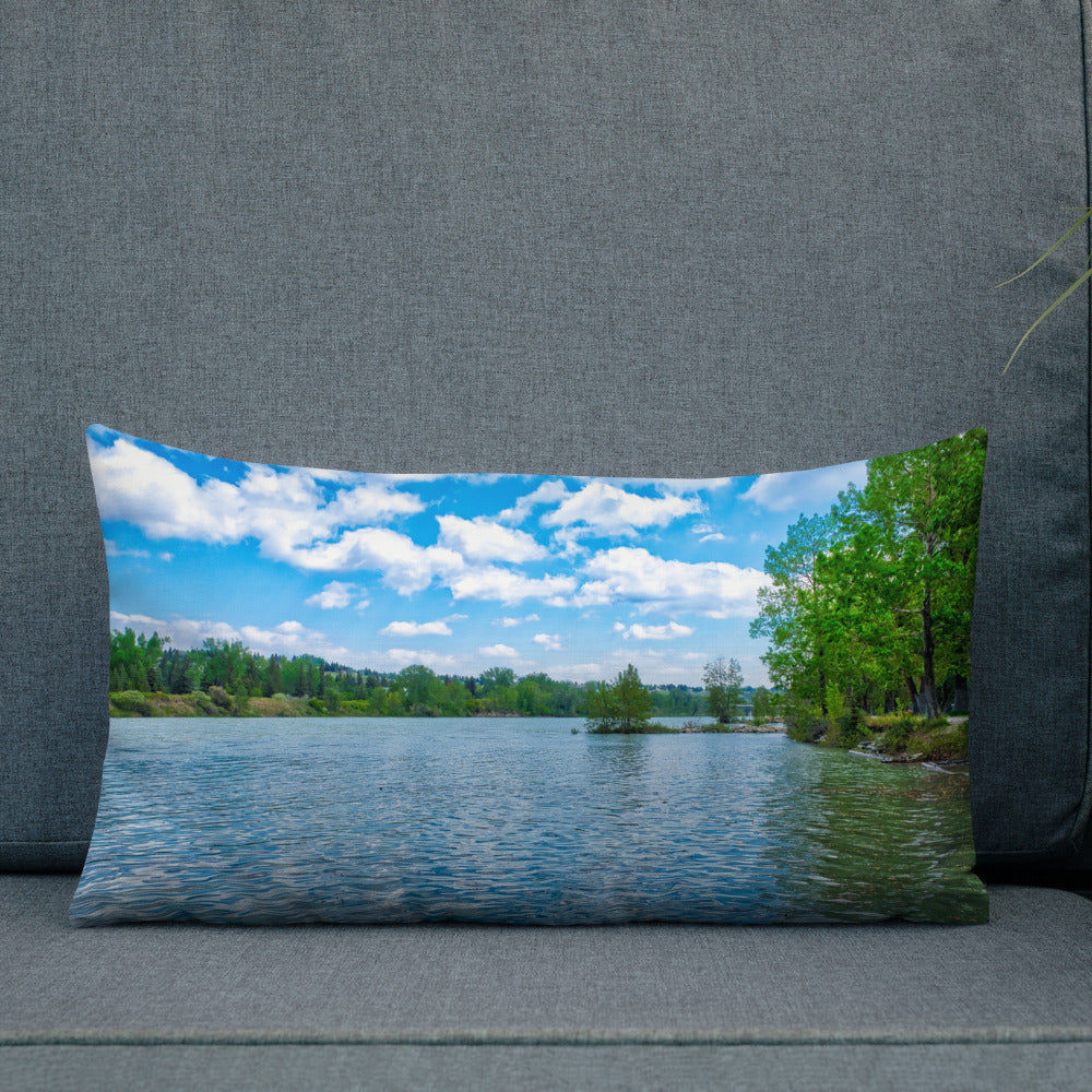 Premium Pillow - Bow River Bowness Park HDR Summer