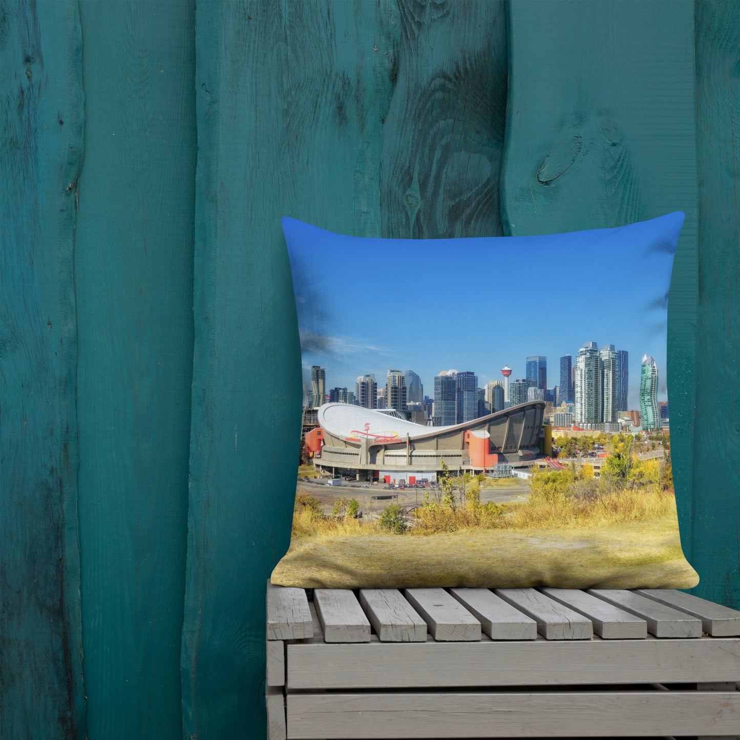 Premium Pillow - Downtown Calgary and the Fall Colours Scotsman's Hill