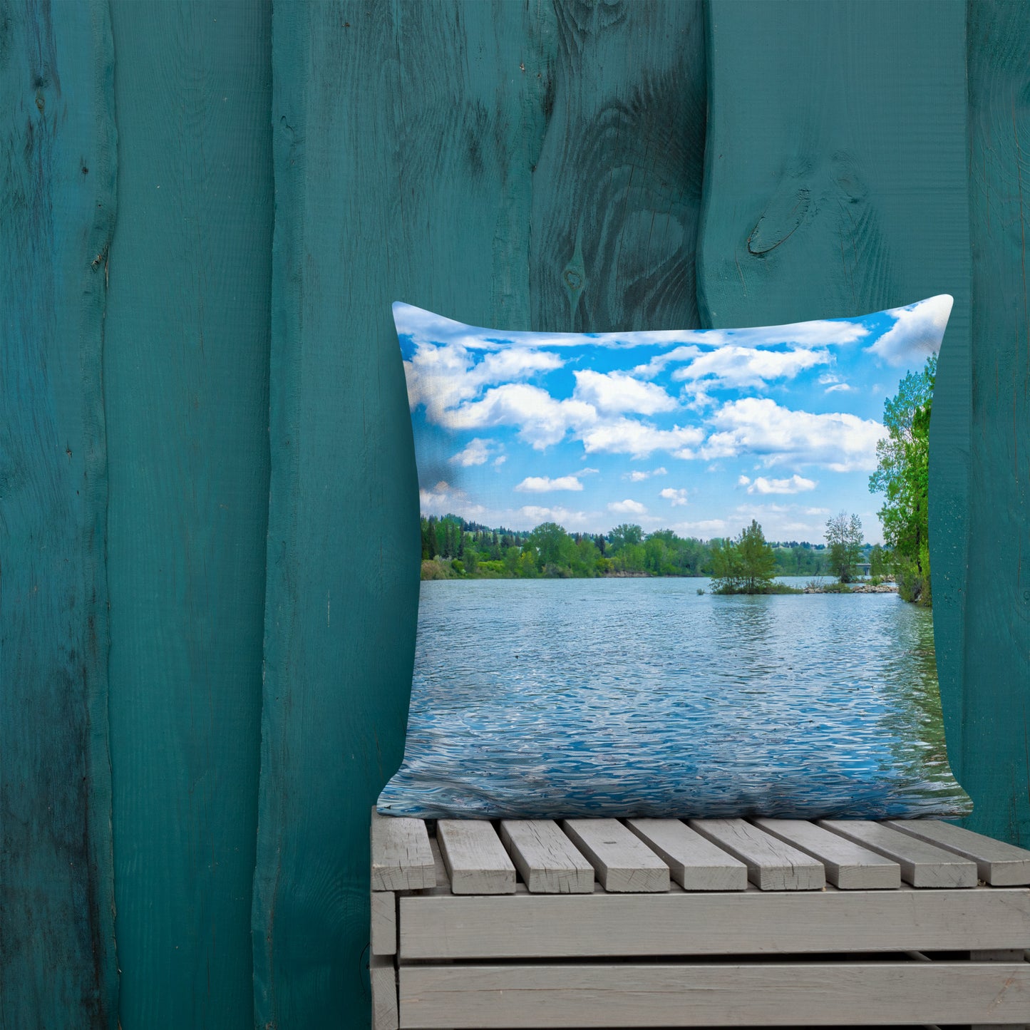 Premium Pillow - Bow River Bowness Park HDR Summer