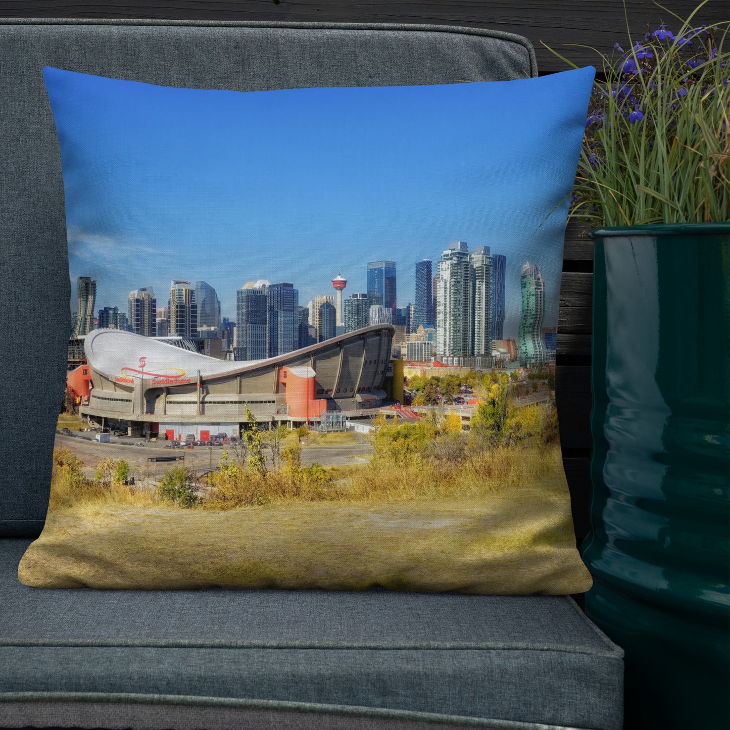 Premium Pillow - Downtown Calgary and the Fall Colours Scotsman's Hill