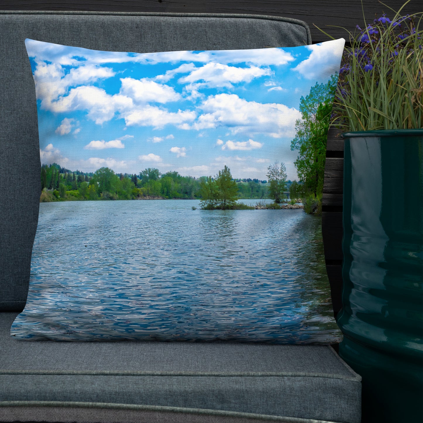 Premium Pillow - Bow River Bowness Park HDR Summer